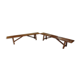 Pair of brutalist elm benches