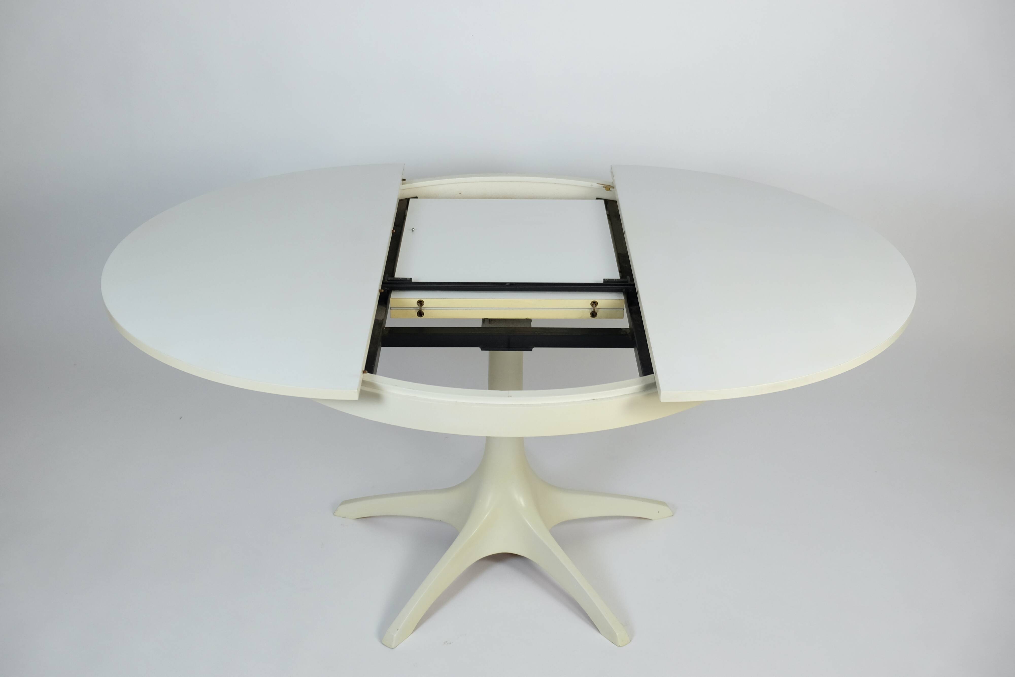 Vintage Dining Table Round Extandable 70s Space Age