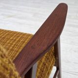 1960s, Danish armchair, furniture wool fabric, teak wood, oak wood.