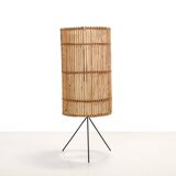 Bamboo with rattan floor lamp