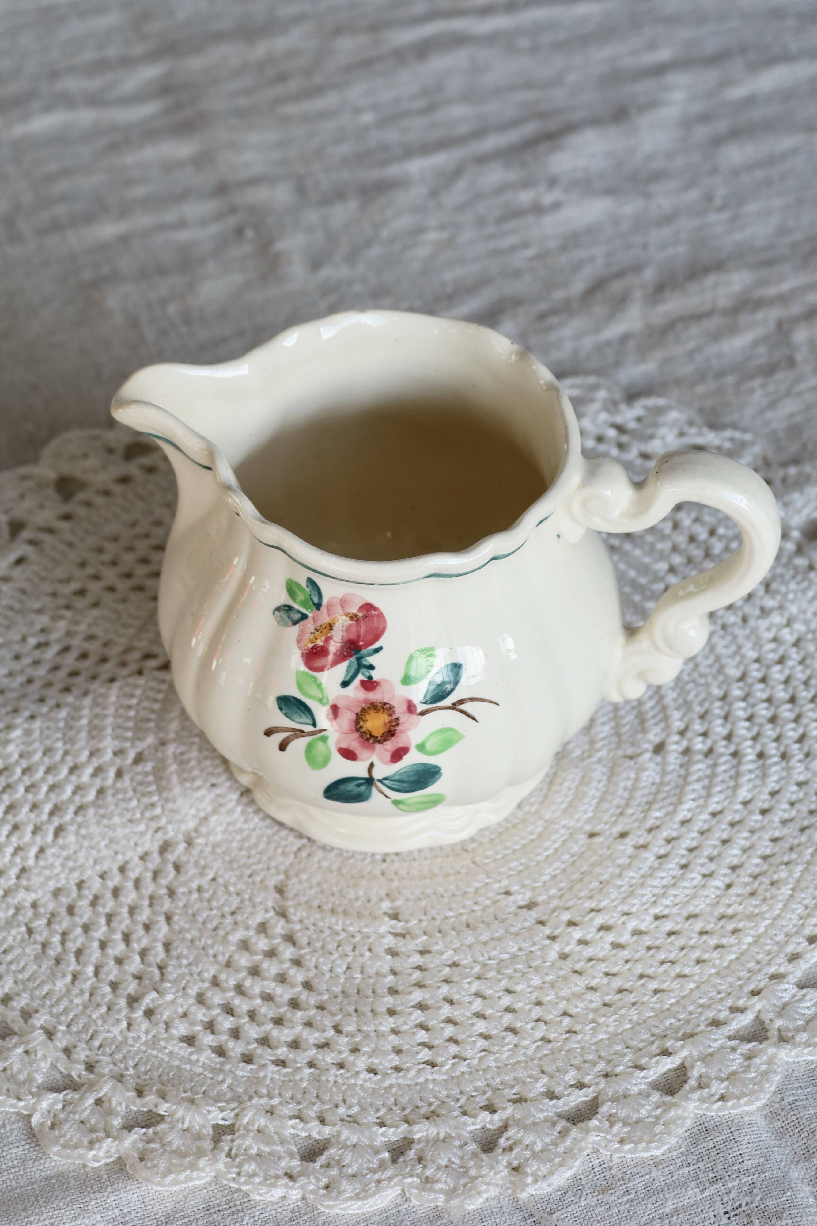 Vintage Sarreguemines “Amazonas” hand-painted milk jug