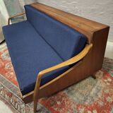 Danish teak convertible daybed sofa with backrest compartment, 1960s