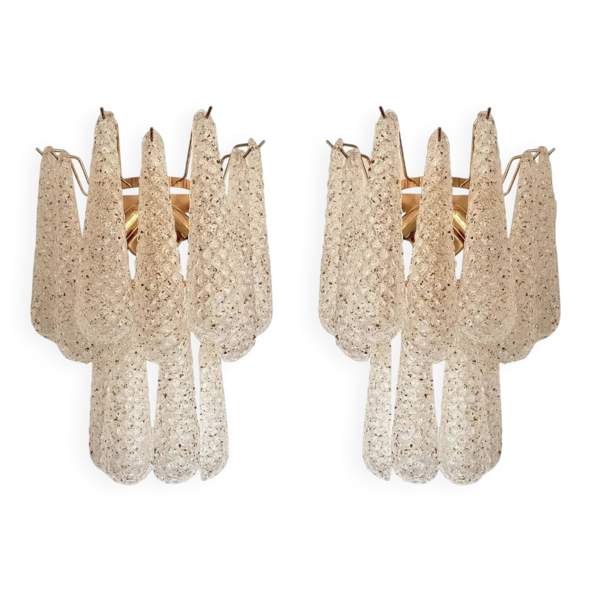 Paire d'appliques en verre de Murano doré par Simoeng