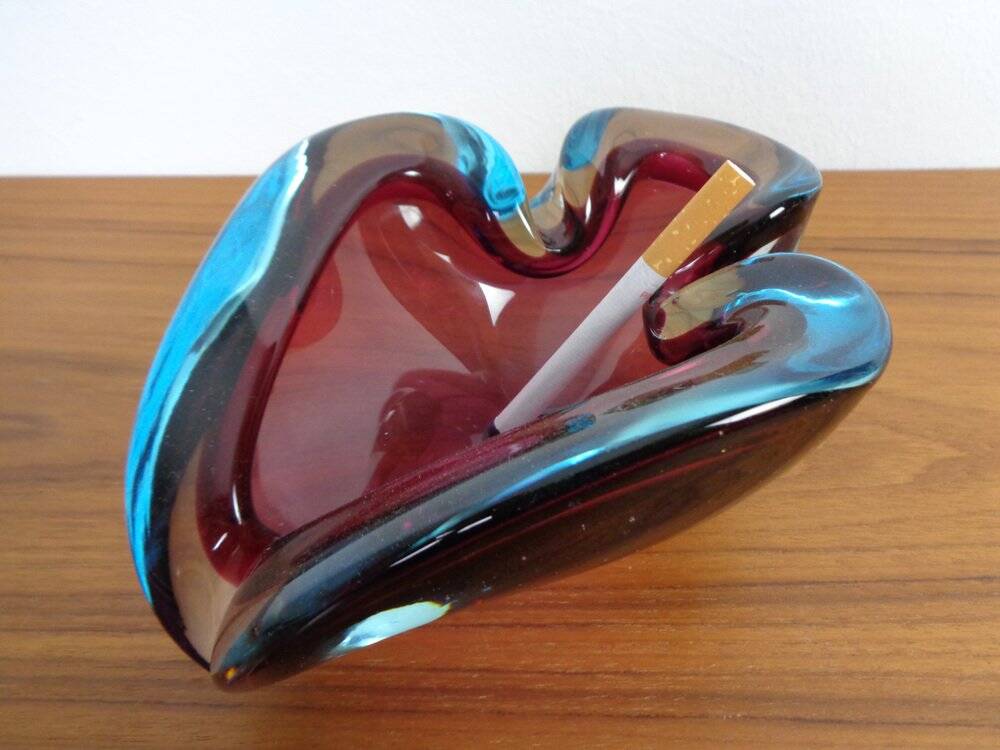 Large Sommerso Murano Glass Ashtray by Flavio Poli, Italy, 1960s