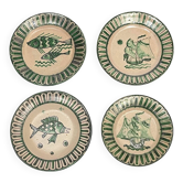 4 Vietri plates decorated by Fabbrica Ceramica Avallone, 1930s