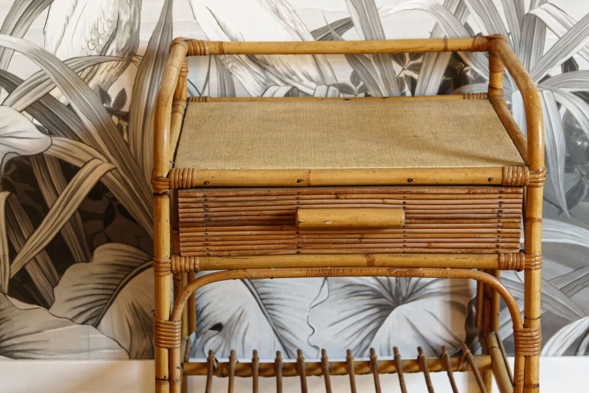 Rattan bedside table