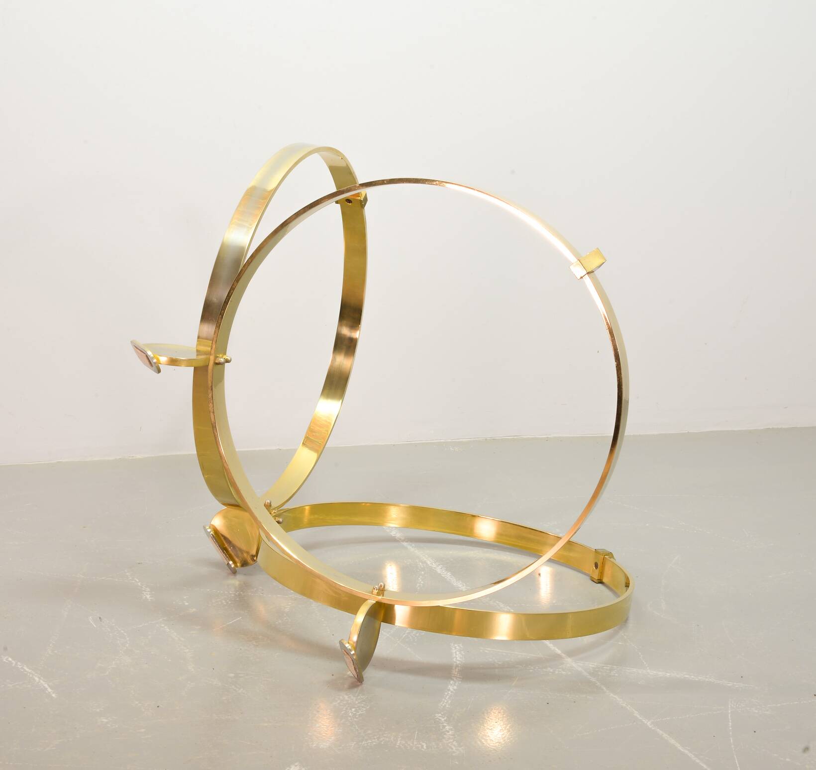 Knut Hesterberg Round Brass Coffee Table with Smoked Glass Top Germany, 70s