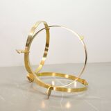 Knut Hesterberg Round Brass Coffee Table with Smoked Glass Top Germany, 70s