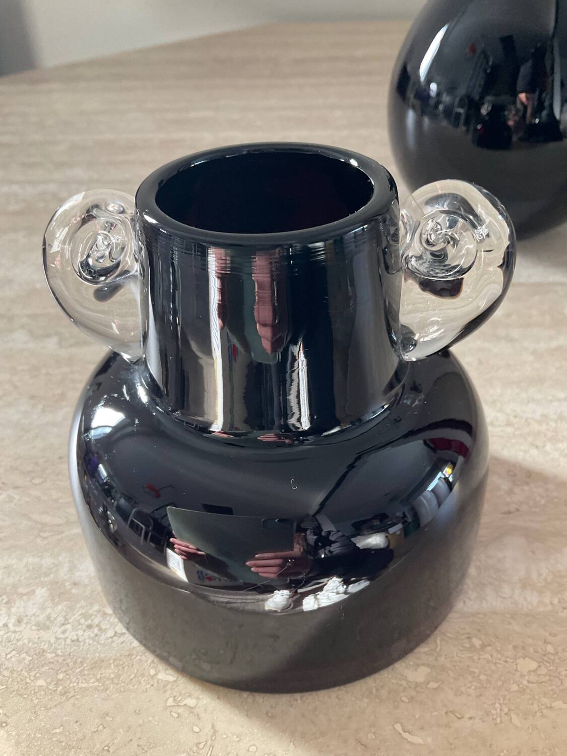 Duo of vintage glass paste vases from the 70s