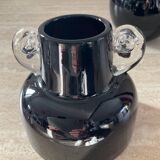 Duo of vintage glass paste vases from the 70s