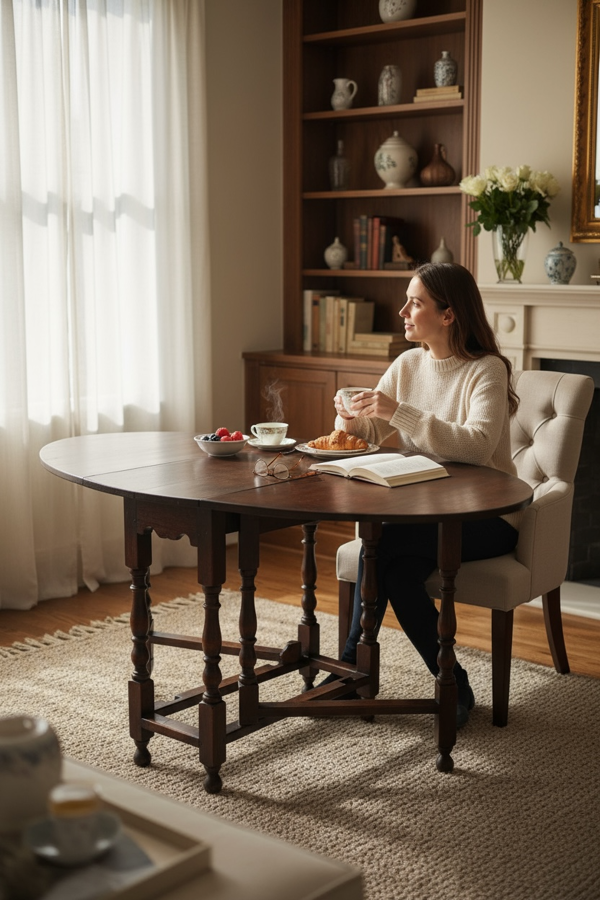 Table à volant estampillée CC41 – Mobilier anglais de la Seconde Guerr