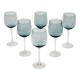 6 Large Wine or Water Balloon Glasses in Petrol Blue Color Blown Glass