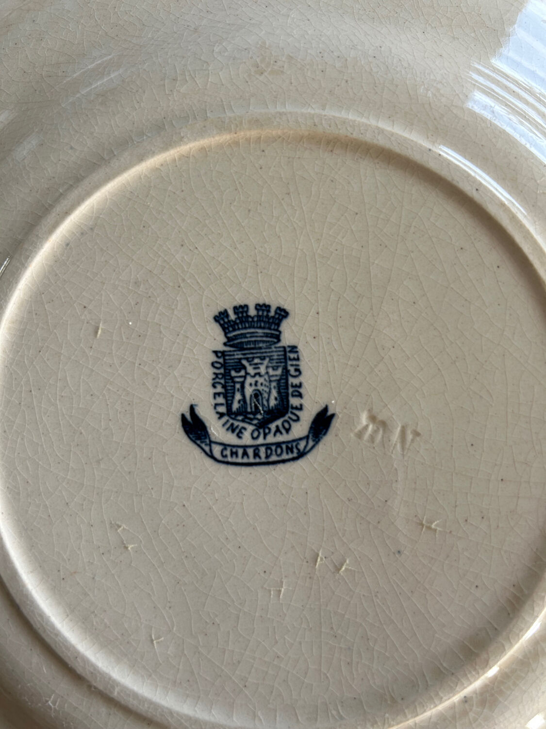 6 antique dessert plates, ironstone Gien Chardons