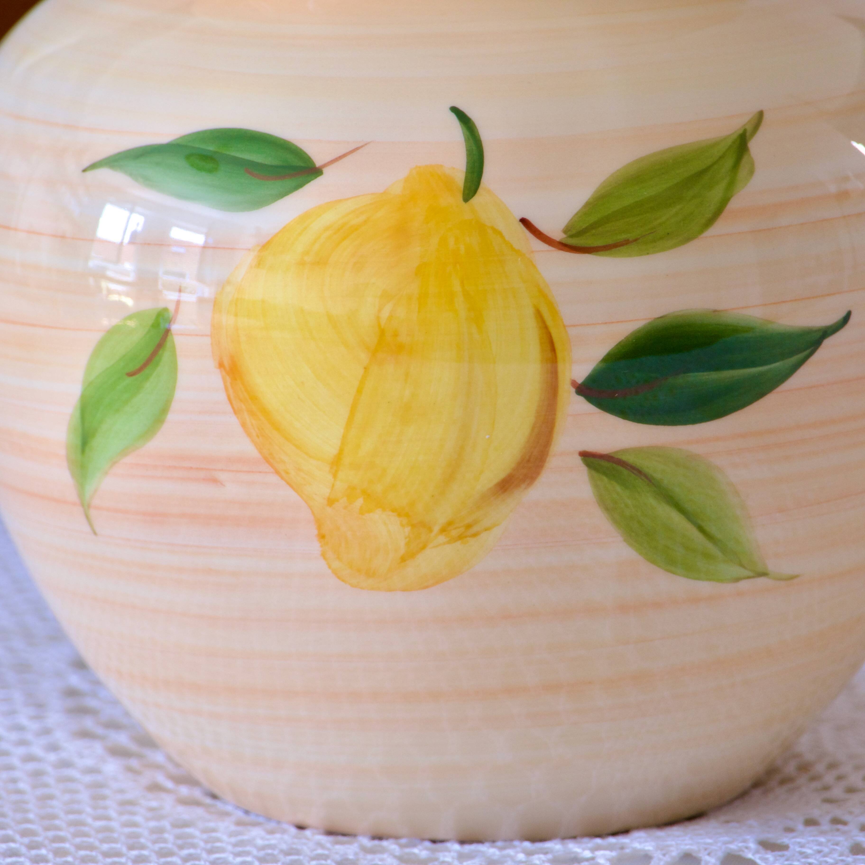 Vase boule vintage à décor de citron