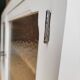 Beige glass and wood sideboard