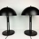 Pair of vintage table lamps, black lace-up metal 1980
