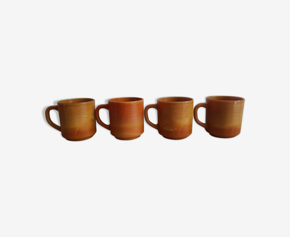 Set de 4 mugs tasses Arcopal modèle volcan vintage