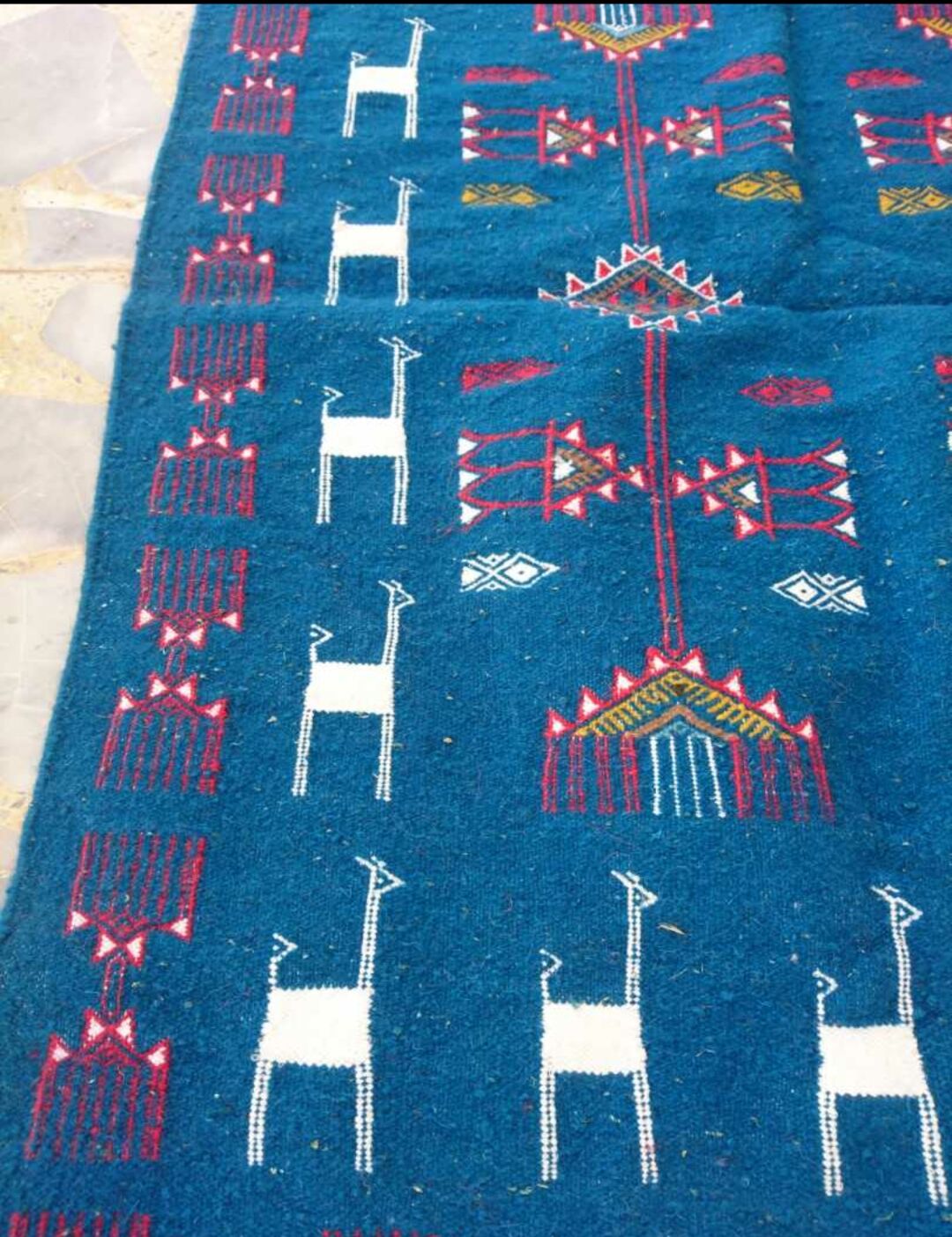 Blue Berber kilim in pure wool carpet 95x150cm