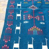Blue Berber kilim in pure wool carpet 95x150cm