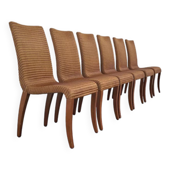 Suite of 6 Wood and Lloyd Loom Chairs by Vincent Sheppard