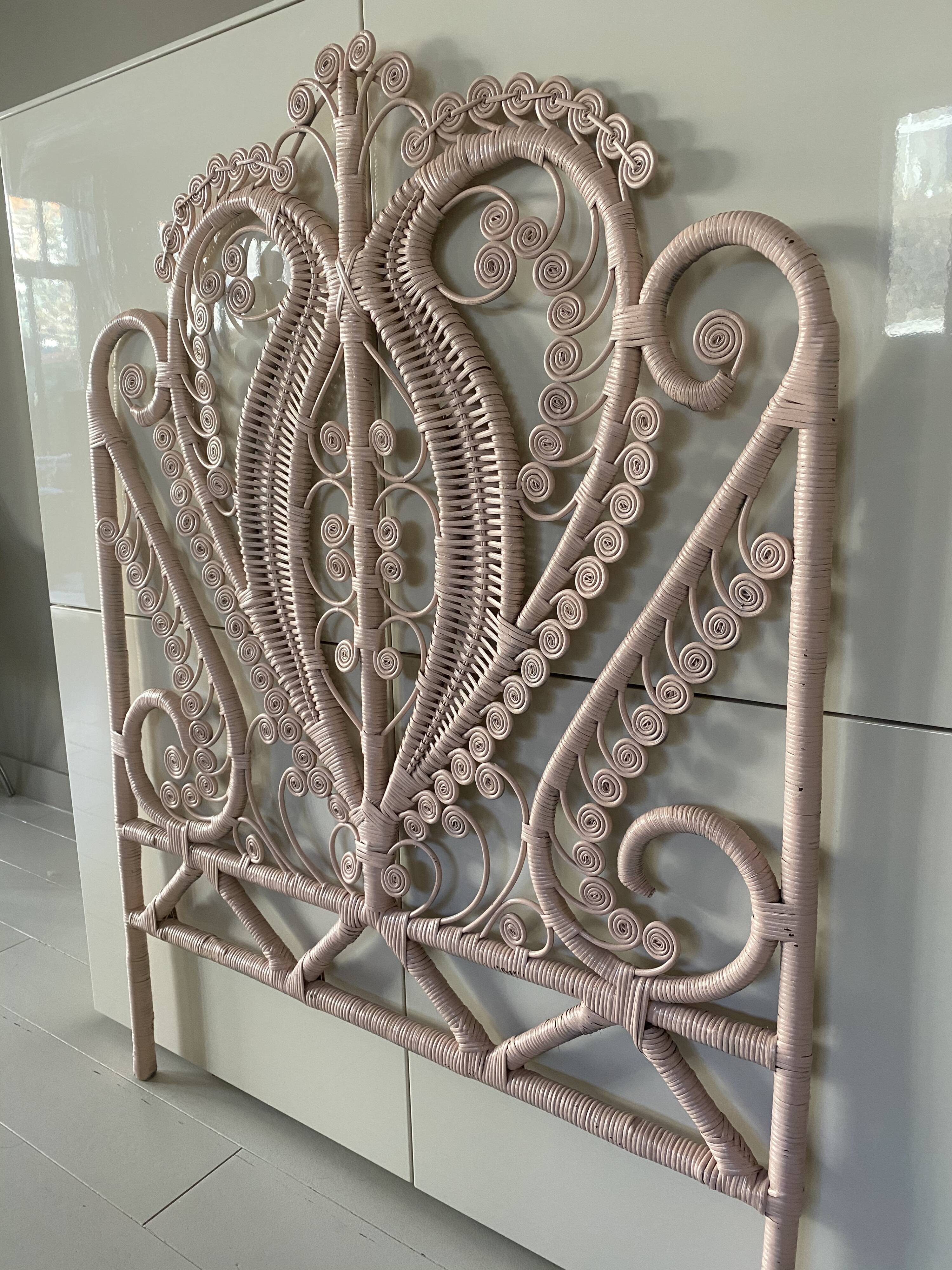 Rattan peacock headboard