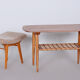 Restored Mid-Century Style Coffee Table, Cherry-Tree, Rattan, 1950s, Czechia