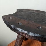 Tripod stool, horseshoe, rustic brutalist decoration.