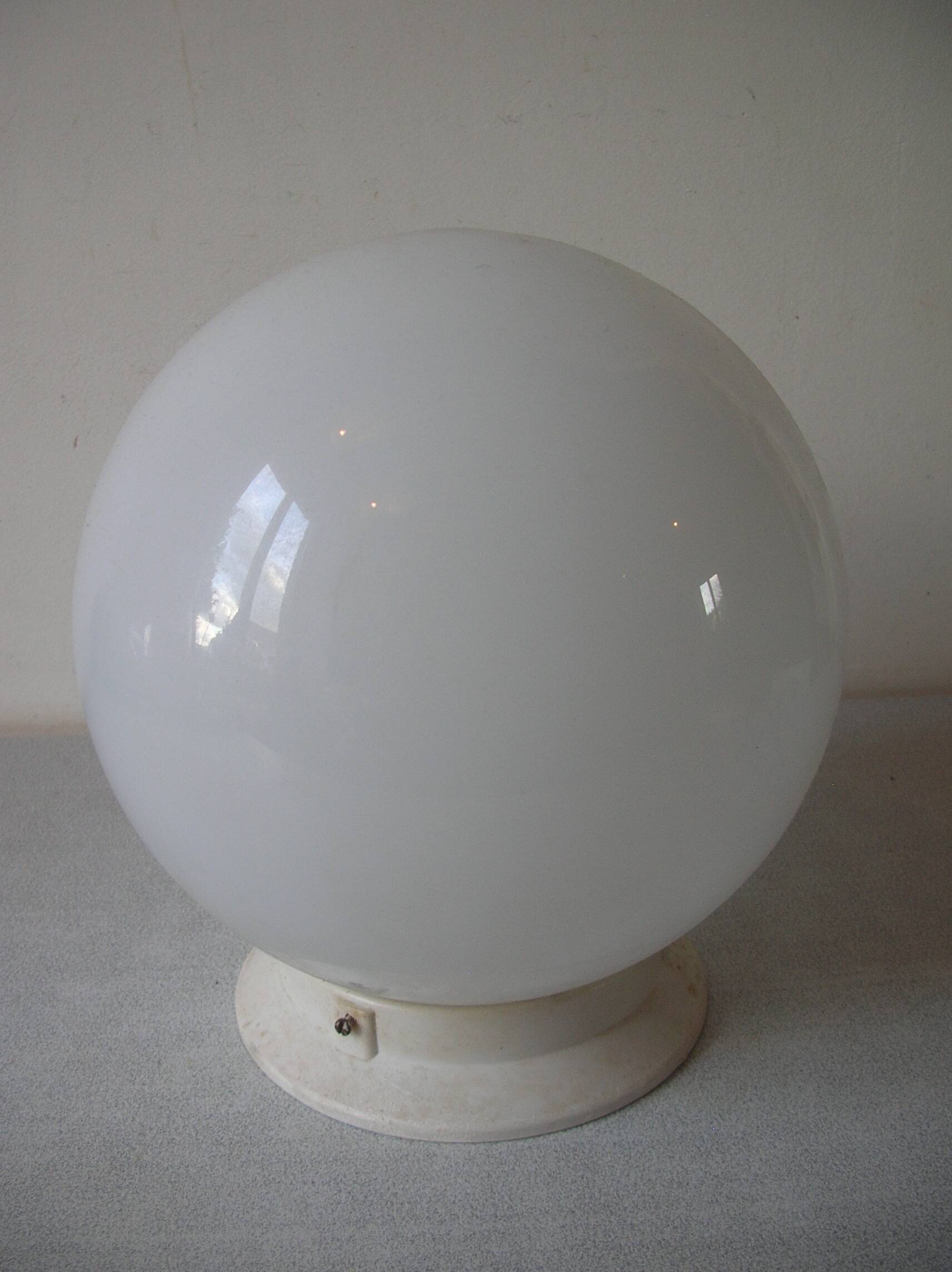 Old ceiling light fixture globe ball sphere in opaline glass retro decor