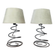 Pair of 90s metal spring lamps