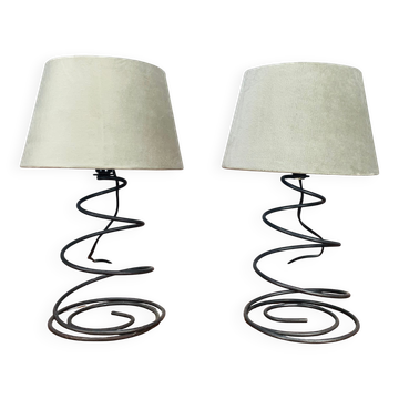 Paire de lampes ressort métal années 90