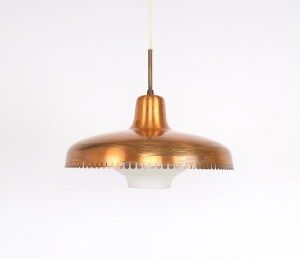 Vintage copper and glass pendant lamp by Jørn Utzon, 1940s