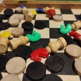 Antique Wooden Multi-Game Box - Ludo - Game of the Goose - Checkers