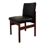 Chaise de salle à manger/bureau en teck et vinyle du milieu du siècle par Vanson