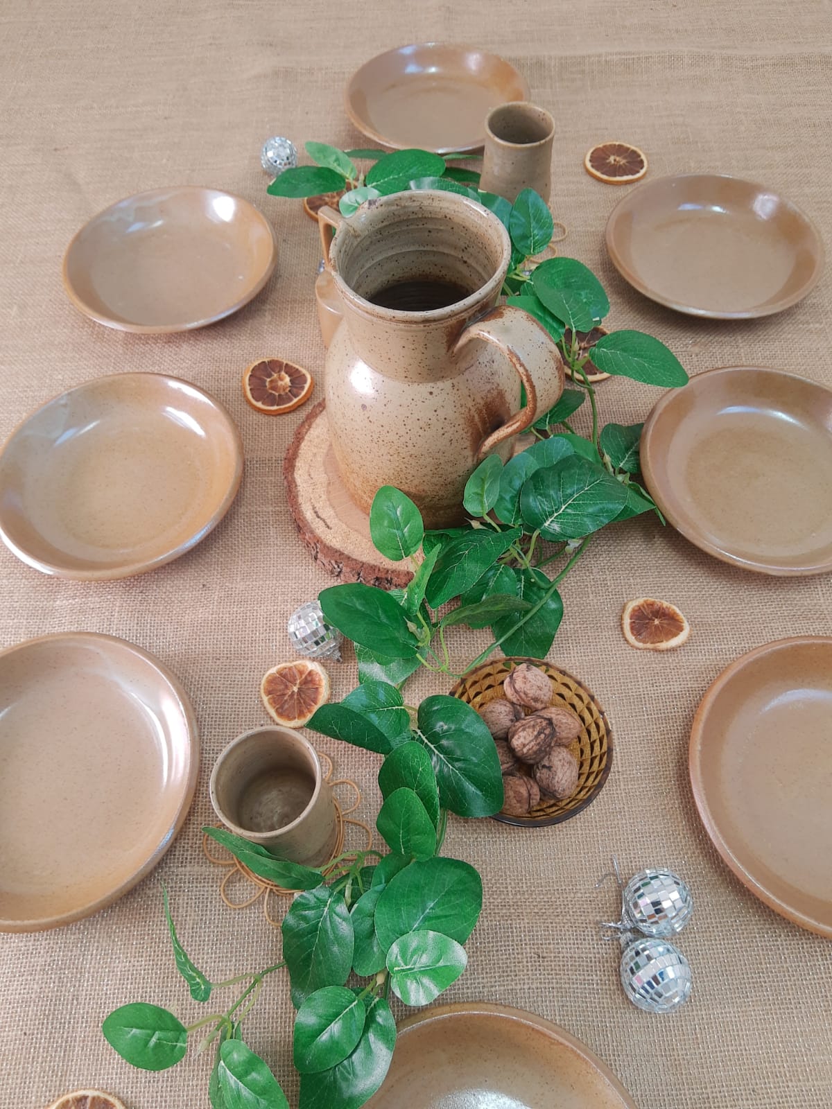Ensemble de 8 assiettes creuses grès de brenne France vintage