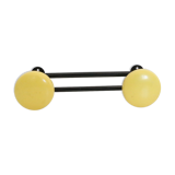 Wall coat rack in yellow and black metal, vintage
