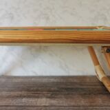Folding tray parrots and flowers fiber and rattan