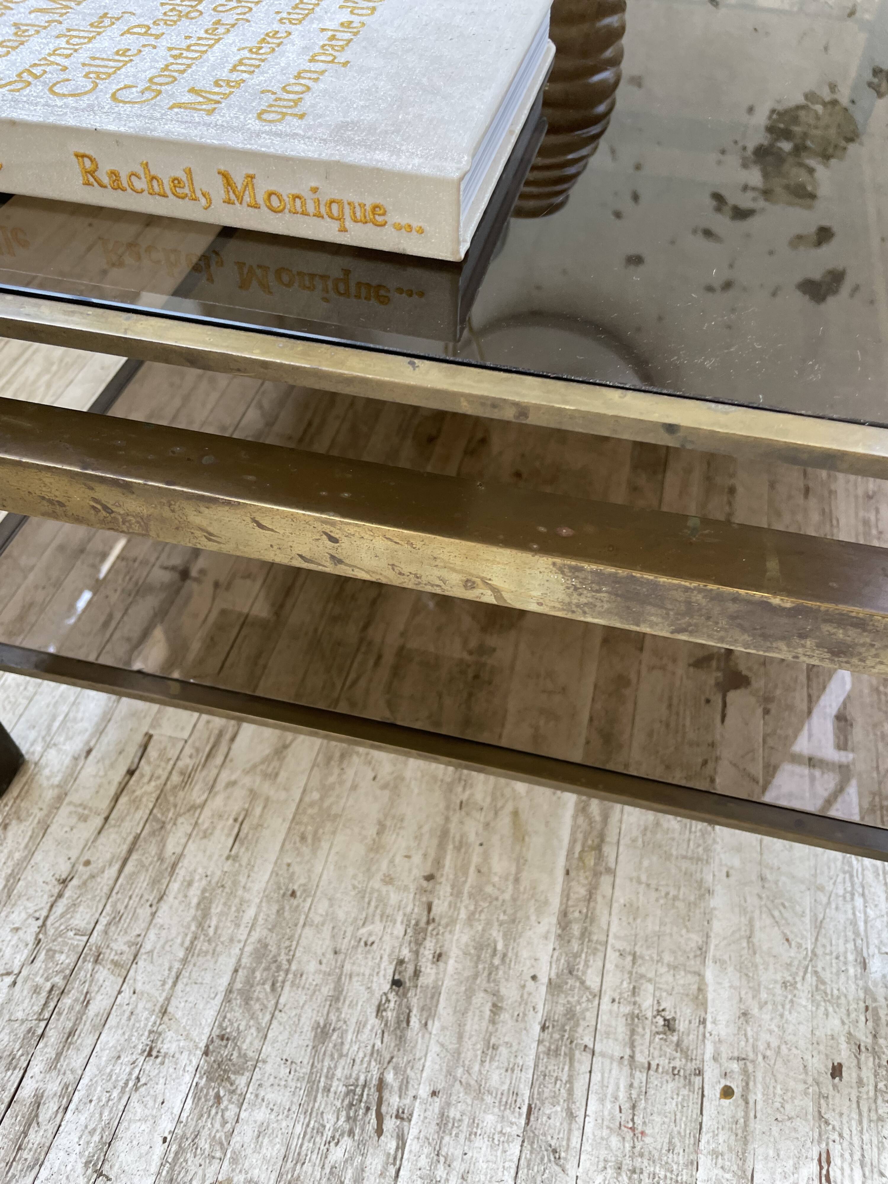 Brass coffee table attributed to Guy Lefevre for Maison Jansen