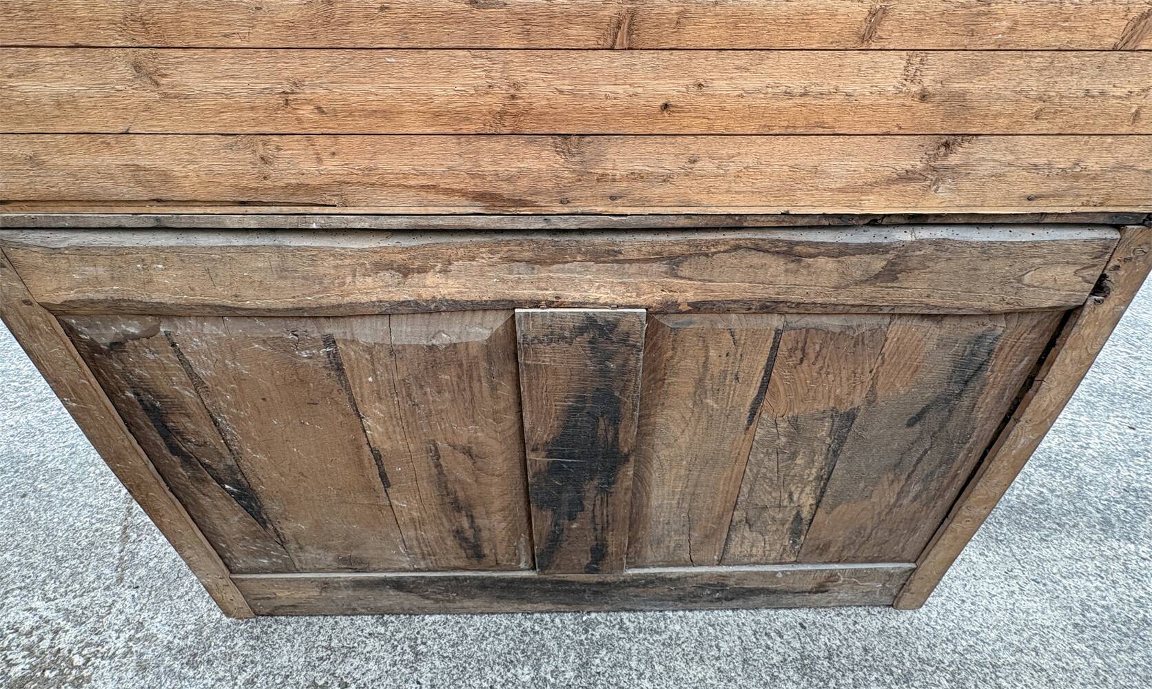 Two-body oak sideboard, circa 1890 — antique glasses and assembly