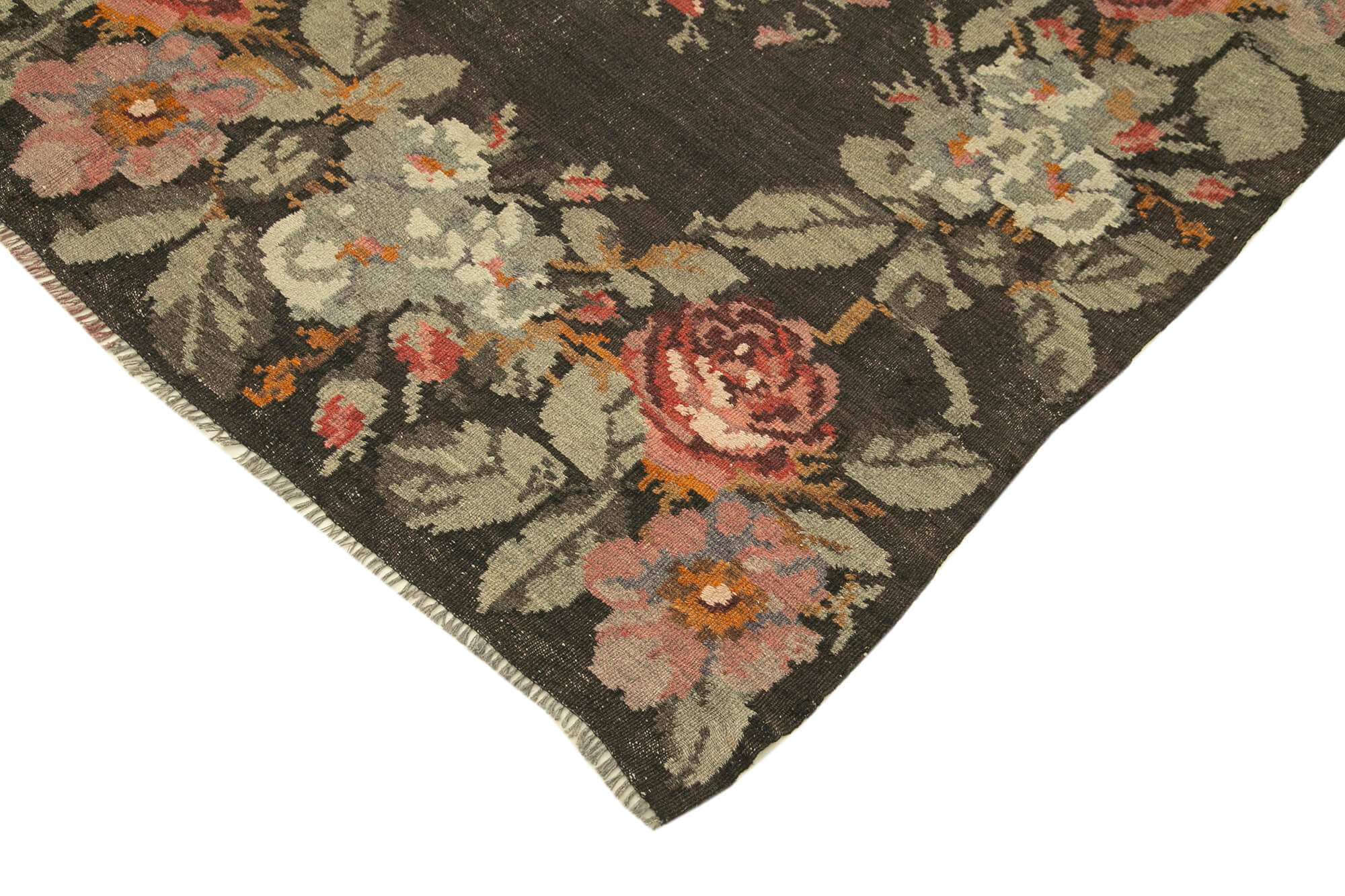 Hand-Knotted Vintage Tapestry Brown Kilim 178 cm x 270 cm - 23371