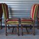 Set of 6 Louis XIII style chairs in turned wood and velvet.