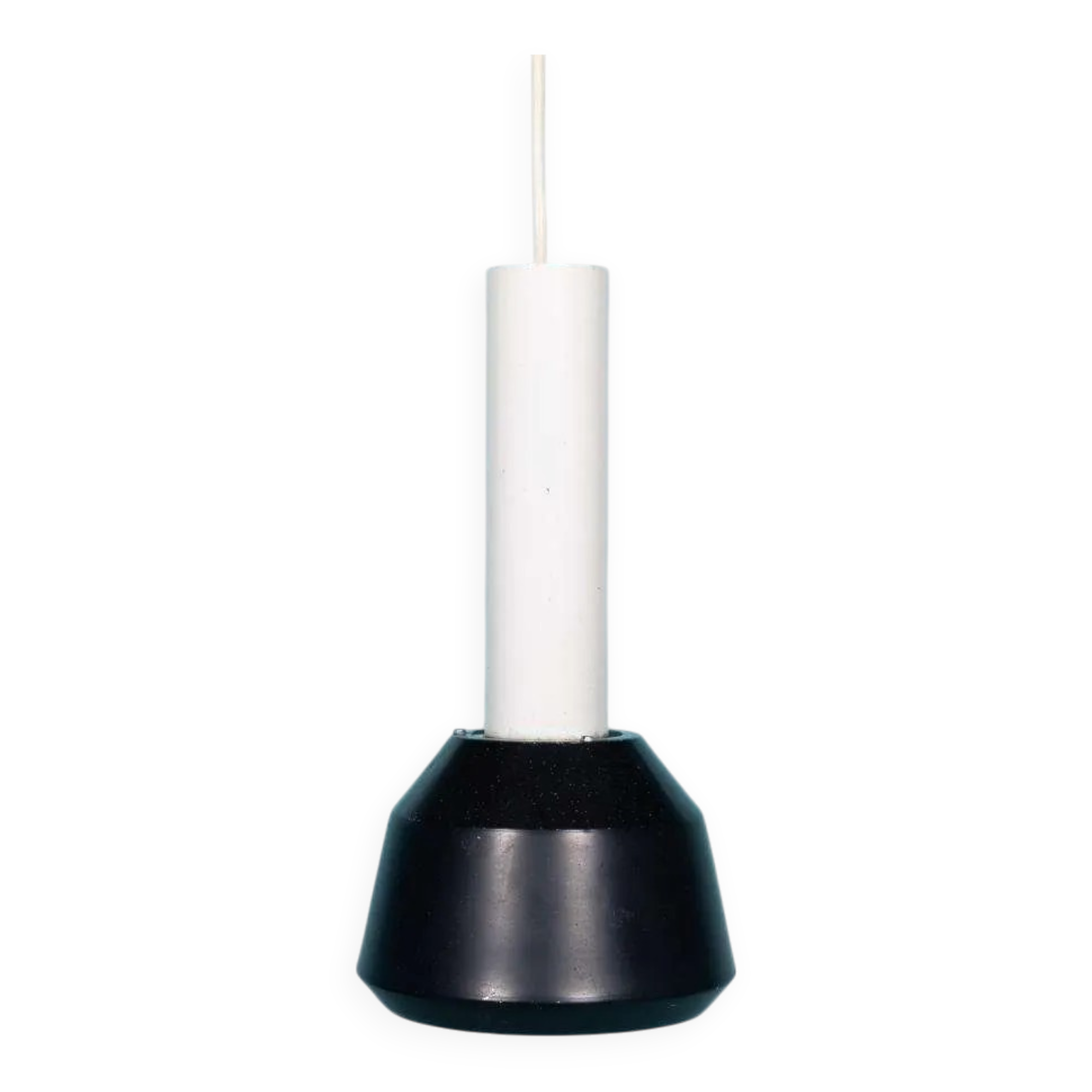 Vintage pendant light design, retro black and white ambient lamp.