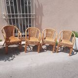 4 fauteuils en  rotin