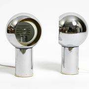 Pair of large Mid Century Space Age chrome table lamps - Made in Italy