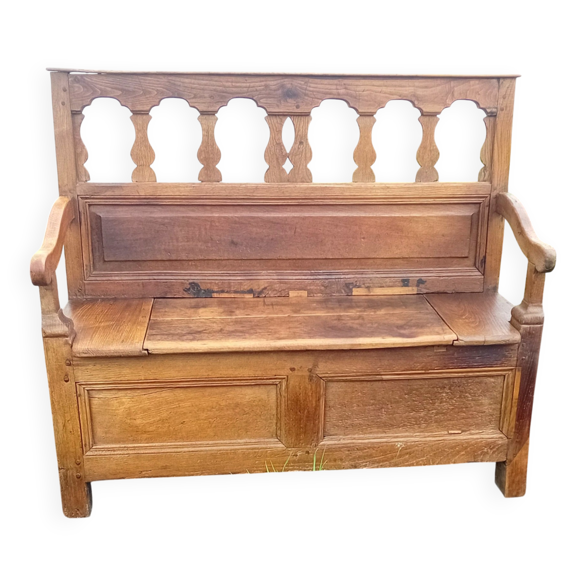 Coffre banc en chêne XIX ieme