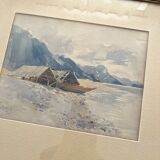 Aquarelle ancienne paysage suisse signée Fürst 1915