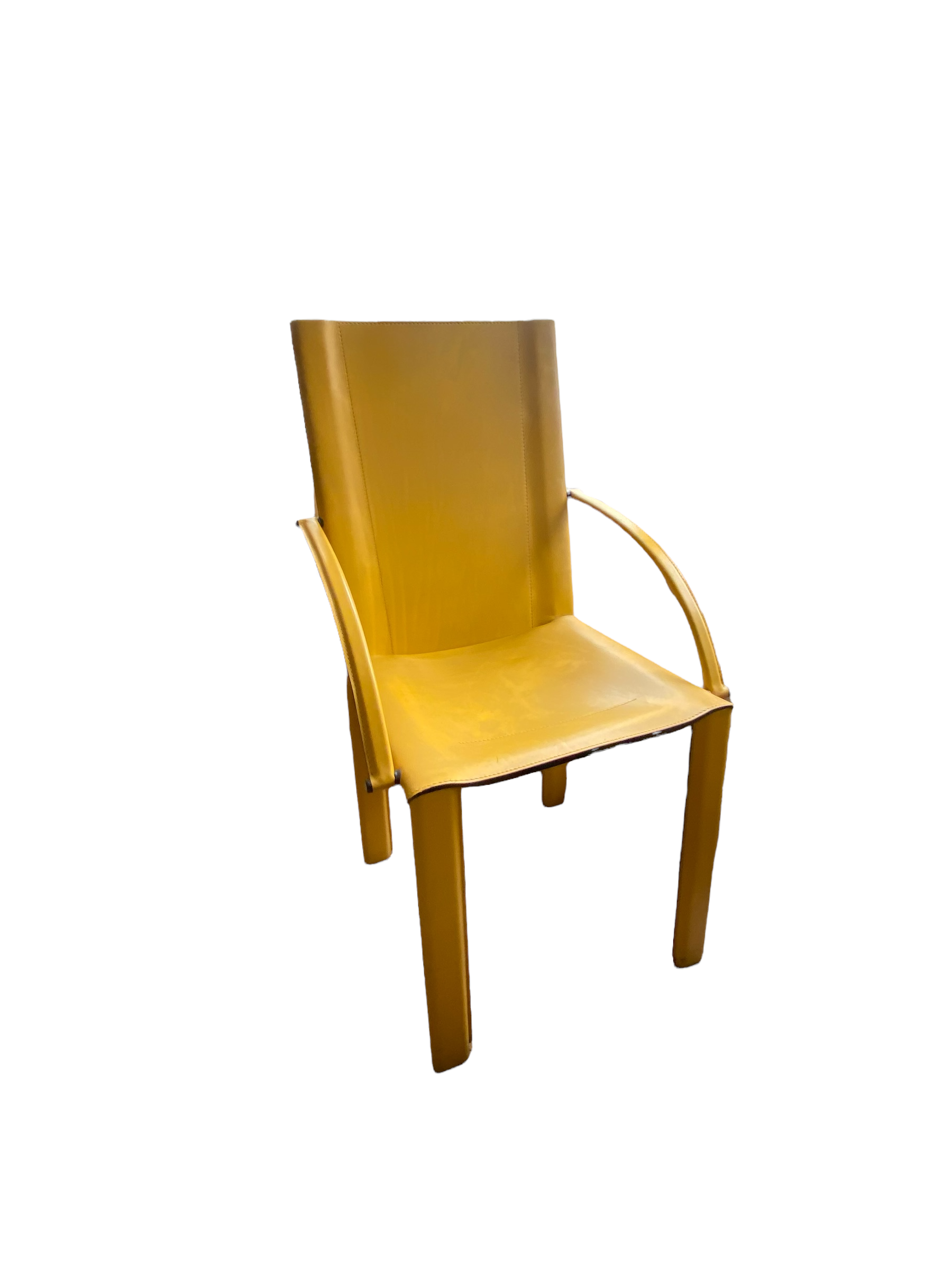 Coral armchair in yellow leather by Matteo Grassi from the 1970s.