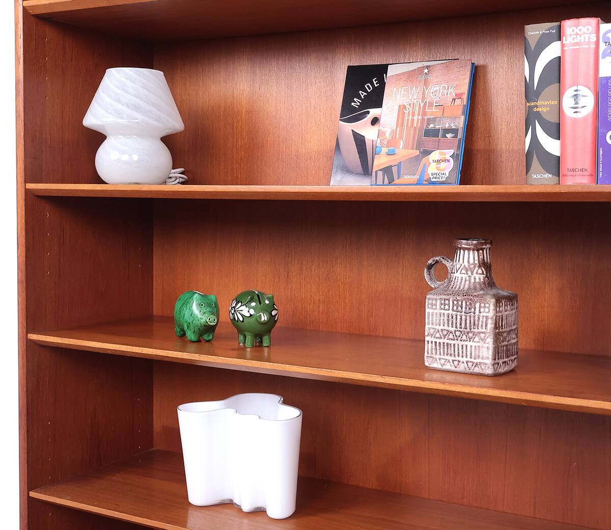 Danish design teak bookcase with adjustable shelves, 1960s