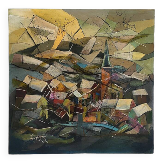 Painting signed POIROT (Christian, 1961-2024) - Acrylic painting on canvas, "Winter landscape"
