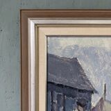 Mid-Century Modern "The Fisherman" Vintage Swedish Figurative Oil Painting, Framed