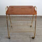 Table desserte porte-vinyles et platine vintage